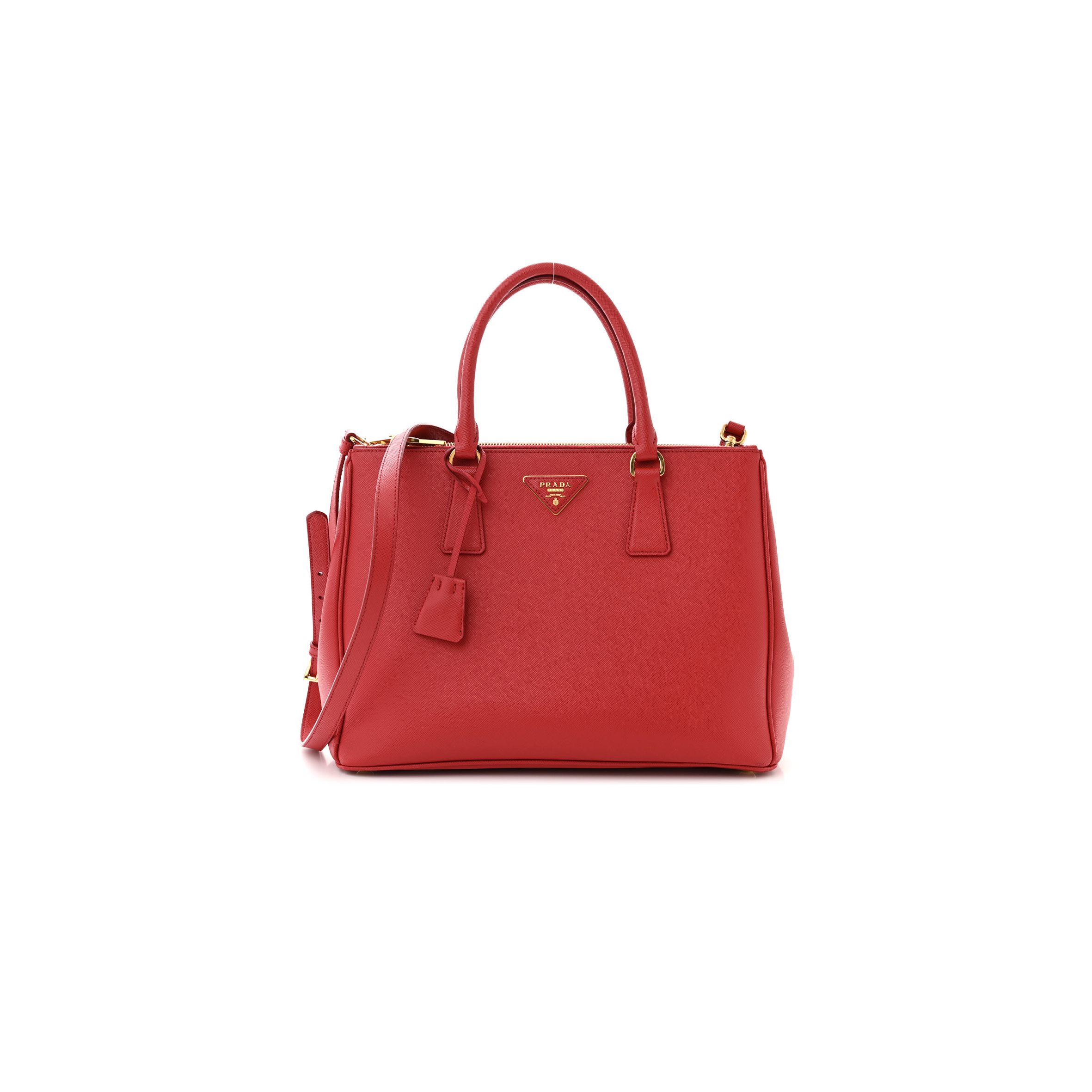PRADA SAFFIANO GALLERIA DOUBLE ZIP TOTE FUOCO 1BA863 (28*19.5*12cm)